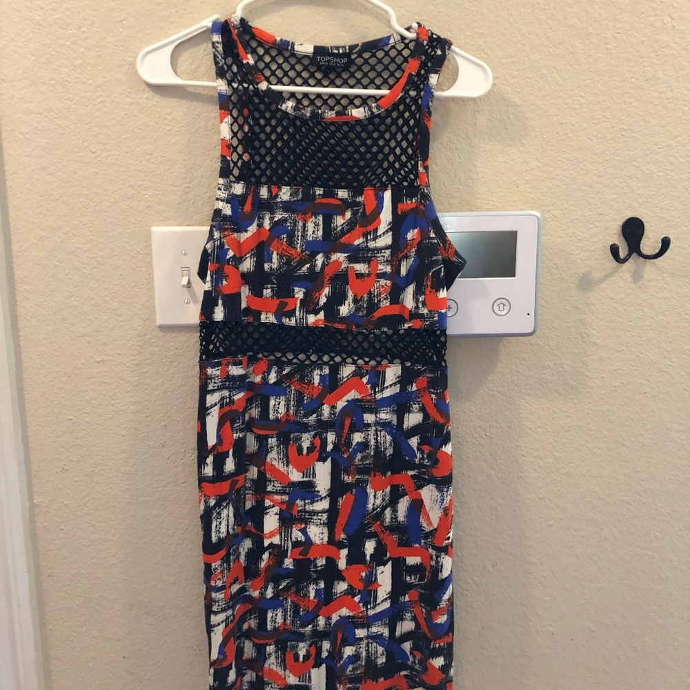 Topshop Airtex Brushstroke Print Body-Con Dress